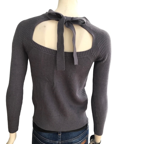 Banana Republic Tie back Sweater Heather Gray Purple Size XS - Picture 3 of 8